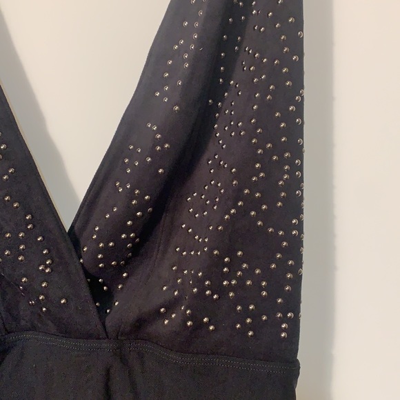 Sexy black bodysuit with studs. Perfect for a night out with hot red lipstick! - Picture 2 of 4